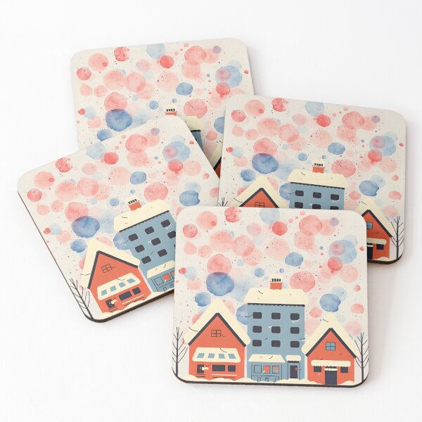 Item preview, Urban landscape in winter, only snow in pastel colors. designed and sold by Knock on my door.