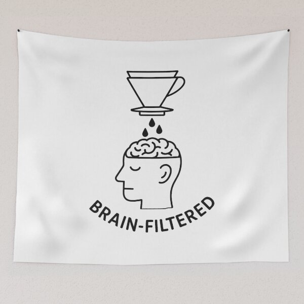 Item preview, Brain-Filtered – Minimalist Coffee Humor Illustration designed and sold by OthersideCoffee.