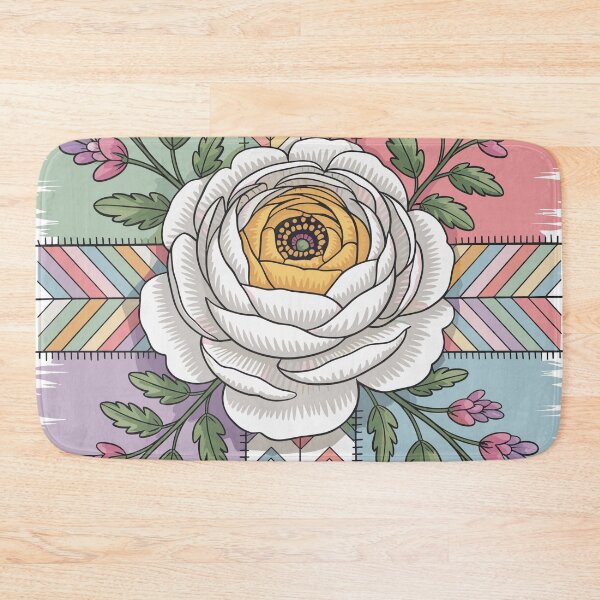Item preview, White Ranunculus  - Colorful Patchwork Art designed and sold by JessArty.