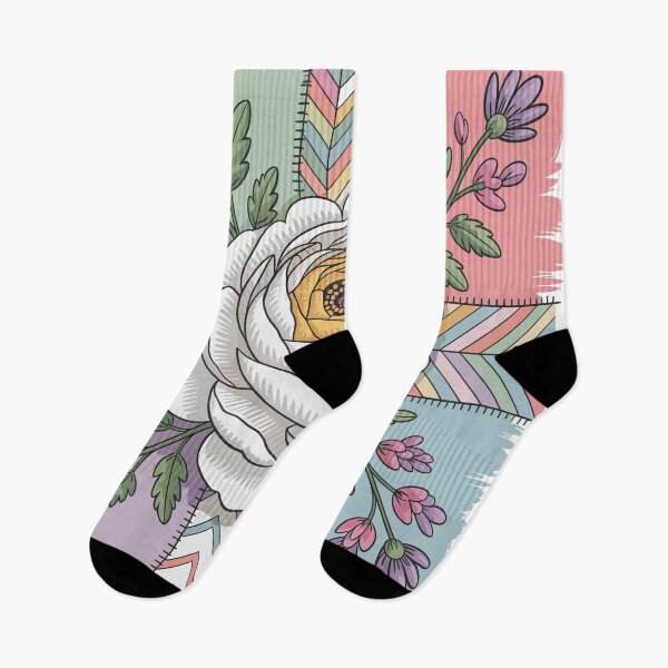 Item preview, White Ranunculus  - Colorful Patchwork Art designed and sold by JessArty ⭐⭐⭐⭐⭐.