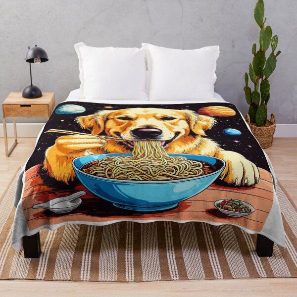 Item preview, Chinese Golden Retriever Eats Noodles. Cosmic Labrador Retriever Eats Spaghetti. Dog Eats Ramen. designed and sold by PeasyEasy.