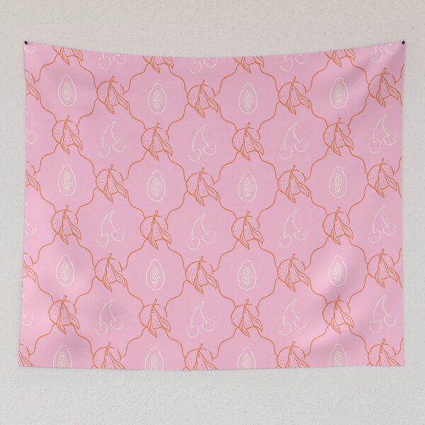 Item preview, Pink and Orange Coquette Cherries, Guava and Citrus Pattern designed and sold by Olive Lane Creative.