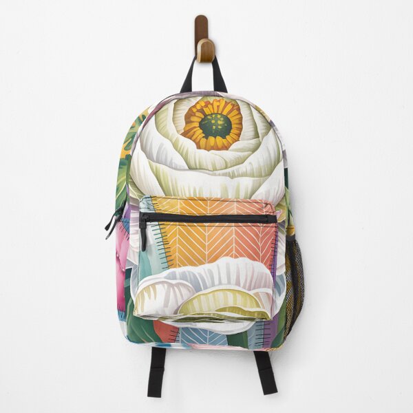 Item preview, White Ranunculus  - Colorful Patchwork Art designed and sold by JessArty ⭐⭐⭐⭐⭐.