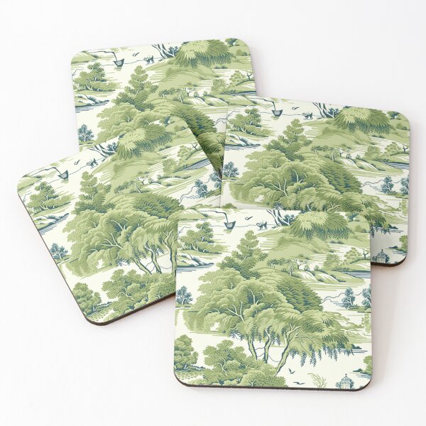 Item preview, Toile De Jouy Green Countryside Pattern | Rural Vintage Home Decor designed and sold by EvgeniiaSim.