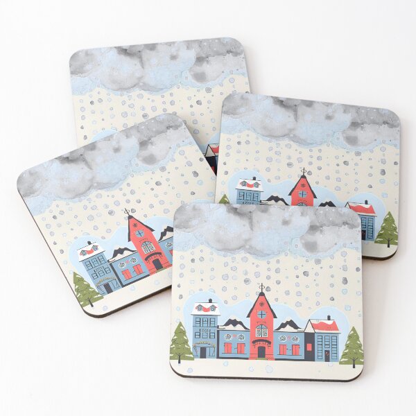 Item preview, Urban landscape in winter, only snow in pastel colors. designed and sold by Knock on my door.