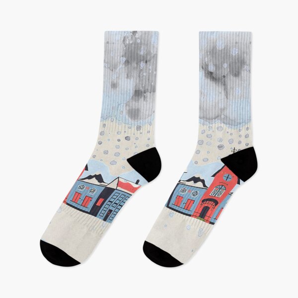Item preview, Urban landscape in winter, only snow in pastel colors. designed and sold by Knock on my door.