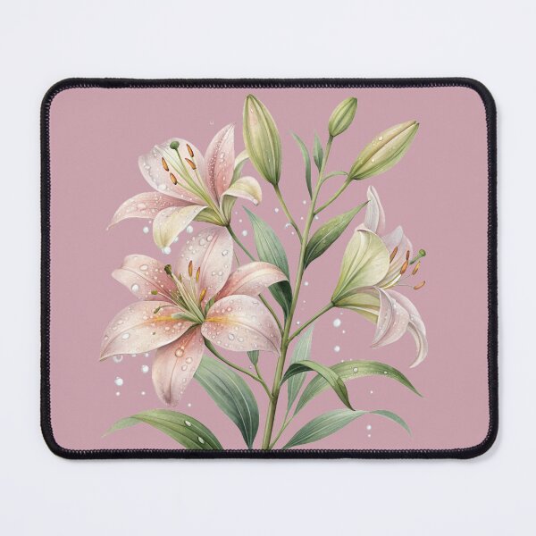 Item preview, Elegant Pink Lilies – Botanical Watercolor Flower Illustration by Vivo Studio designed and sold by VivoStudio.