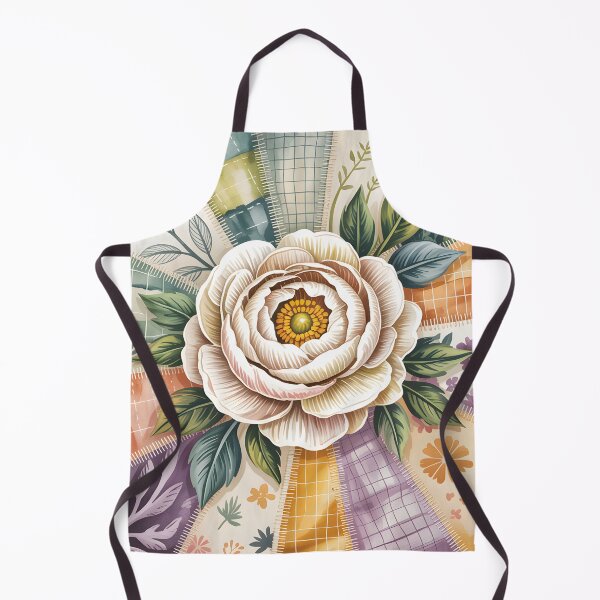 Item preview, White Ranunculus - Cozy Patchwork Floral designed and sold by JessArty ⭐⭐⭐⭐⭐.