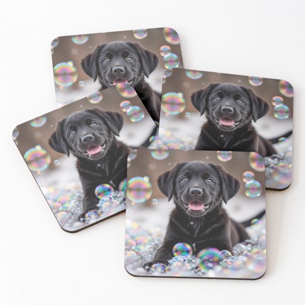 Item preview, Black Labrador Puppy Playing with Bubbles designed and sold by Wags & Tails.