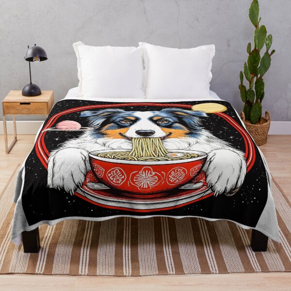 Item preview, Chinese Australian Shepherd Eats Noodles. Dog Eats Ramen. Australian Shepherd Eats Spaghetti. designed and sold by PeasyEasy.