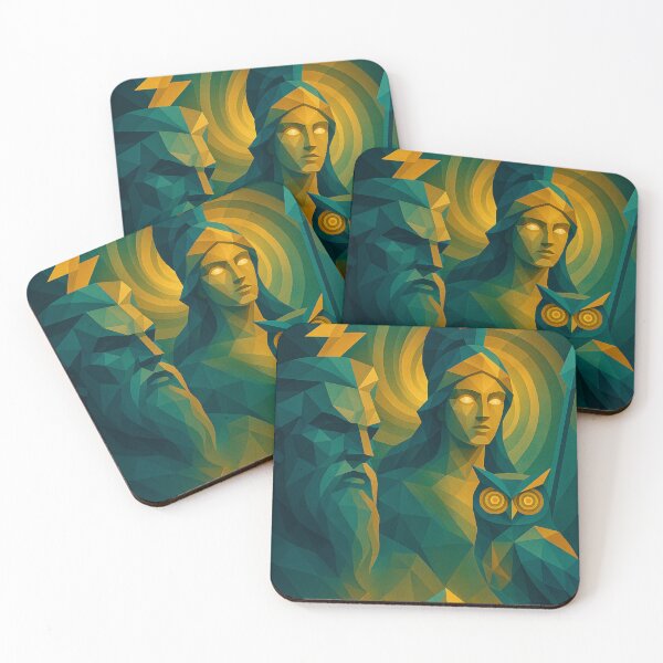 Item preview, Zeus with Athena on Mitikas Greek Olympus – Divine Geometry of Wisdom | Unique Owlic Colorful Mythological Cubism Expression Art Design | For Zues Athena Myths and Animals Owl Art Lovers designed and sold by Owlic.artwear.