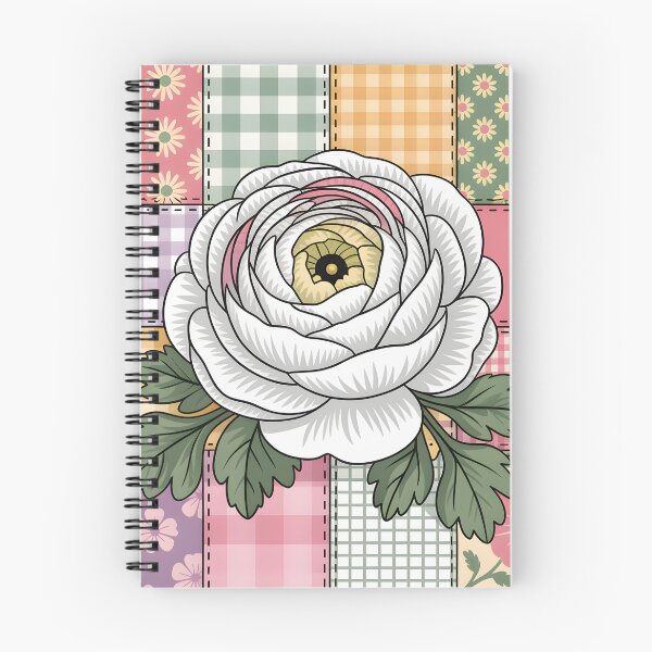 Item preview, White Ranunculus - Cozy Patchwork Floral designed and sold by JessArty ⭐⭐⭐⭐⭐.