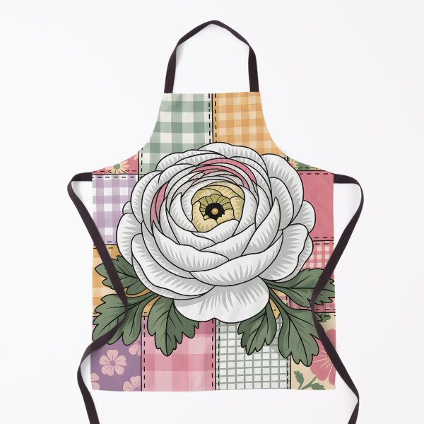 Item preview, White Ranunculus - Cozy Patchwork Floral designed and sold by JessArty ⭐⭐⭐⭐⭐.