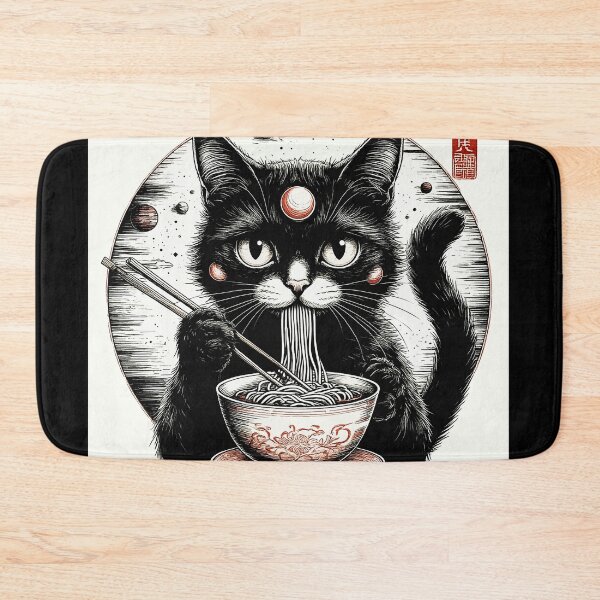 Item preview, Chinese Kitten Eats Noodles. Chinese Food. Japanese Food. Funny Cat designed and sold by PeasyEasy.