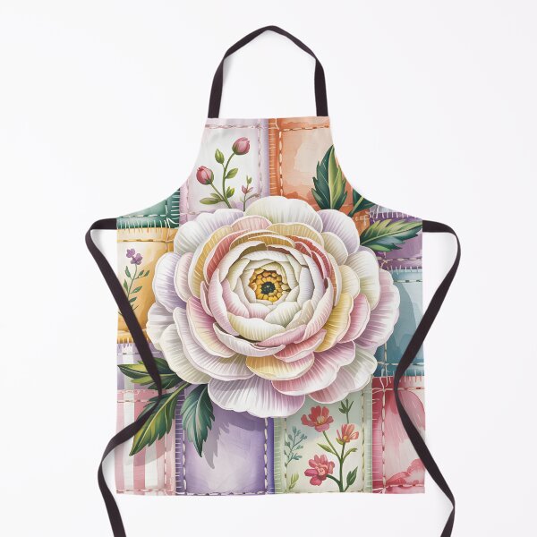 Item preview, White Ranunculus - White Ranunculus Patchwork Floral Art designed and sold by JessArty ⭐⭐⭐⭐⭐.