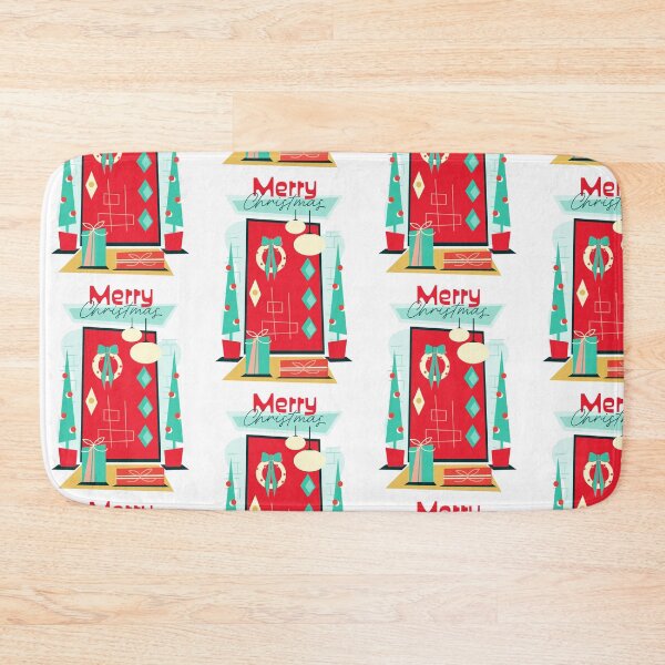 Item preview, Vintage retro MCM Mid Century modern house door entrance with Christmas Decorations designed and sold by Jdawnink.