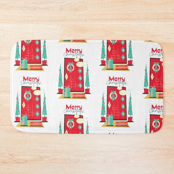 Item preview, Vintage retro MCM Mid Century modern house door entrance with Christmas Decorations designed and sold by Jdawnink.