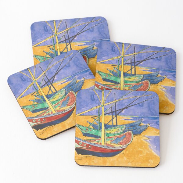 Item preview, Vincent van Gogh - Boats at Saintes-Maries (Watercolor) designed and sold by CraftedHome.