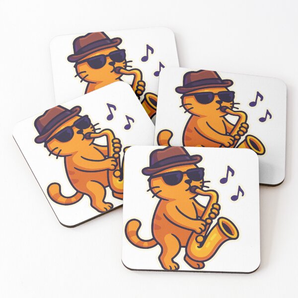 Item preview, Jazz Cat – Cool Orange Kitty Playing Saxophone designed and sold by MeowLaugh.