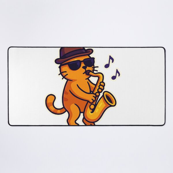 Item preview, Jazz Cat – Cool Orange Kitty Playing Saxophone designed and sold by MeowLaugh.