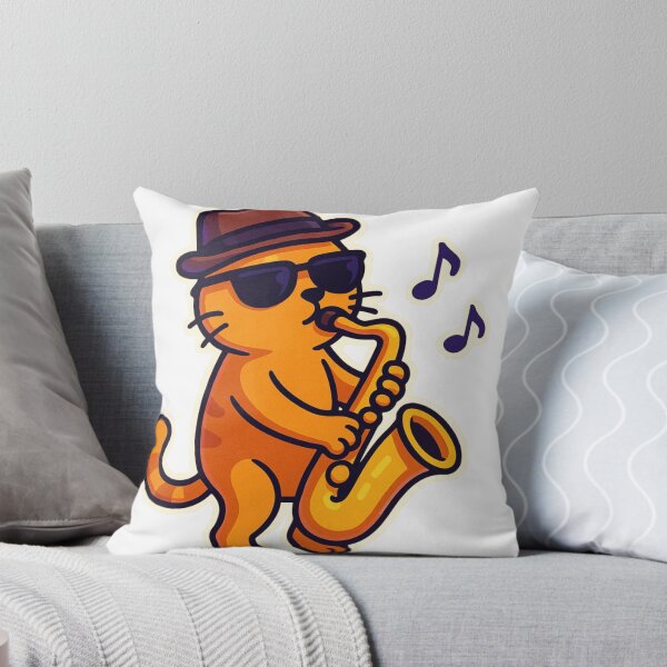Item preview, Jazz Cat – Cool Orange Kitty Playing Saxophone designed and sold by MeowLaugh.