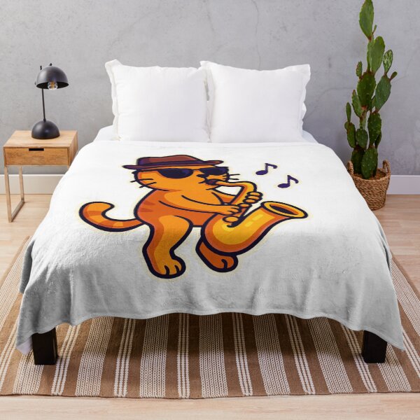Item preview, Jazz Cat – Cool Orange Kitty Playing Saxophone designed and sold by MeowLaugh.