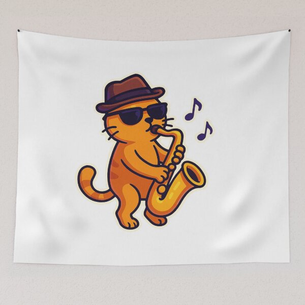 Item preview, Jazz Cat – Cool Orange Kitty Playing Saxophone designed and sold by MeowLaugh.