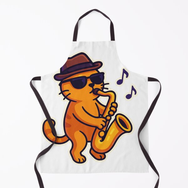 Item preview, Jazz Cat – Cool Orange Kitty Playing Saxophone designed and sold by MeowLaugh.