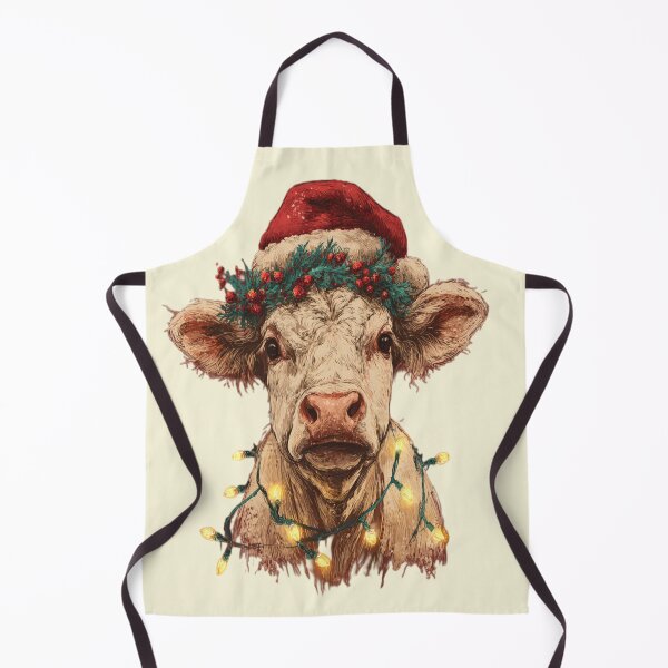 Item preview, Festive Highland Cow – Christmas Lights and Santa Hat Art designed and sold by Eagle Falls Animal Creations.