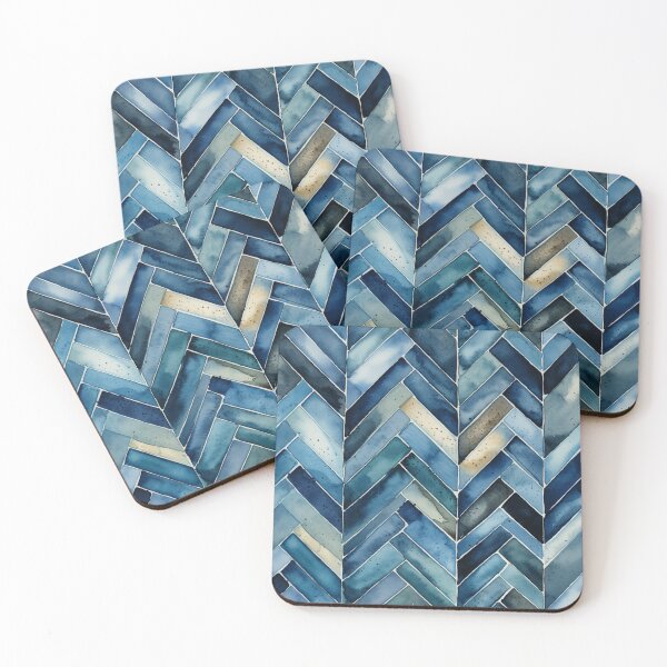 Item preview, Indigo Blue Watercolor Chevron | Modern Abstract Herringbone Print designed and sold by EvgeniiaSim.