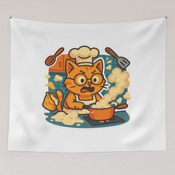 Item preview, Chef Cat Disaster – Funny Orange Kitty Cooking Chaos designed and sold by MeowLaugh.