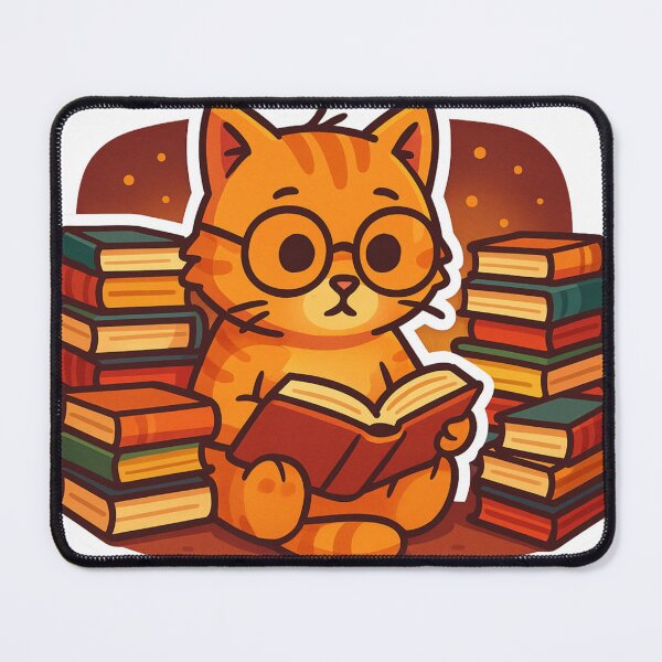 Item preview, Bookworm Cat – Cute Orange Kitty Reading Surrounded by Books designed and sold by MeowLaugh.