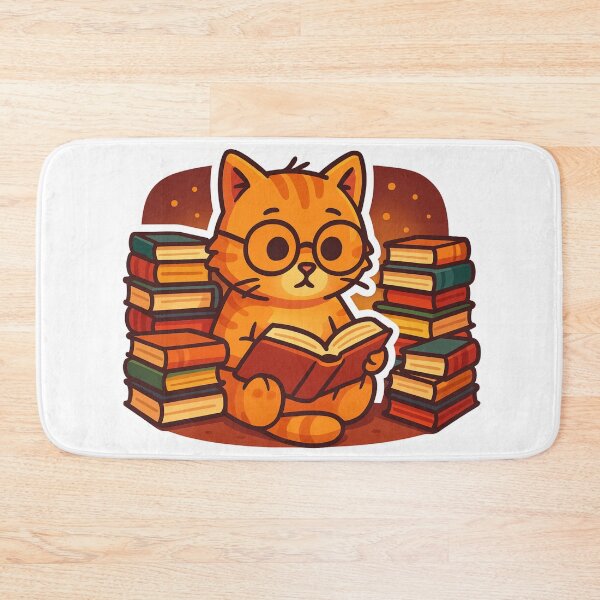 Item preview, Bookworm Cat – Cute Orange Kitty Reading Surrounded by Books designed and sold by MeowLaugh.