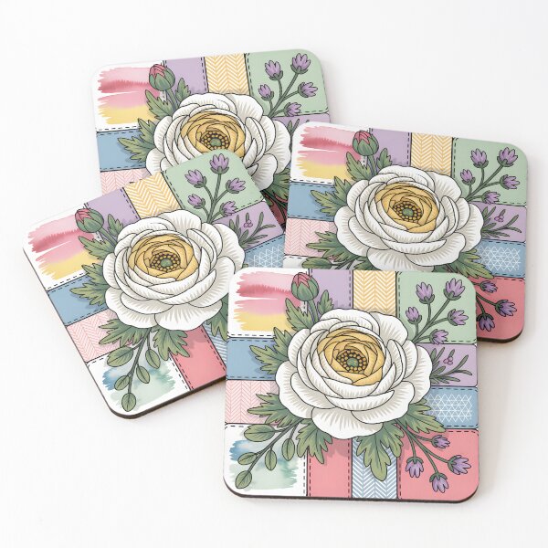 Item preview, White Ranunculus - Vintage White Ranunculus Patchwork Aesthetic designed and sold by JessArty ⭐⭐⭐⭐⭐.