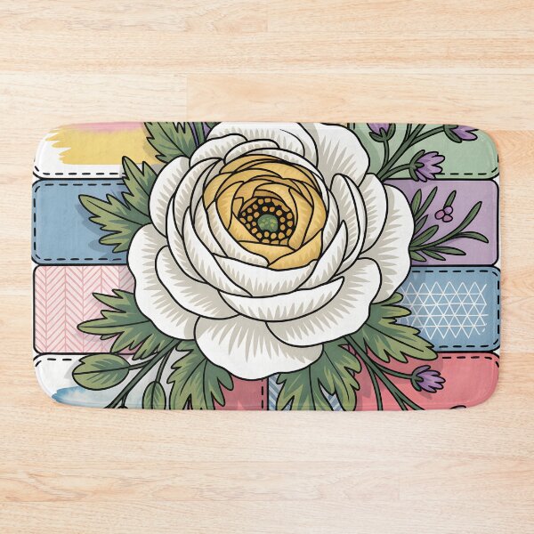 Item preview, White Ranunculus - Vintage White Ranunculus Patchwork Aesthetic designed and sold by JessArty.