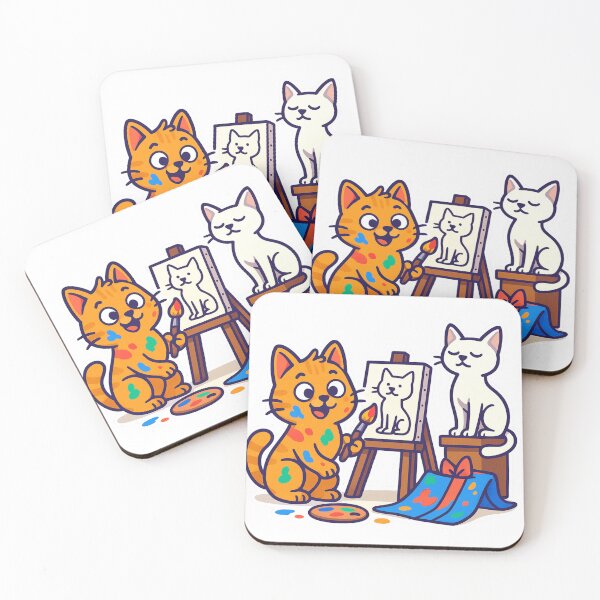Item preview, Artist Cat – Cute Orange Kitty Painting a Portrait designed and sold by MeowLaugh.