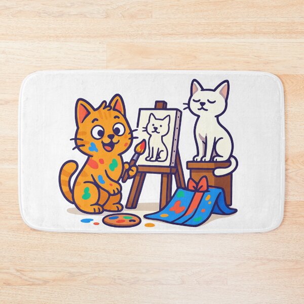 Item preview, Artist Cat – Cute Orange Kitty Painting a Portrait designed and sold by MeowLaugh.