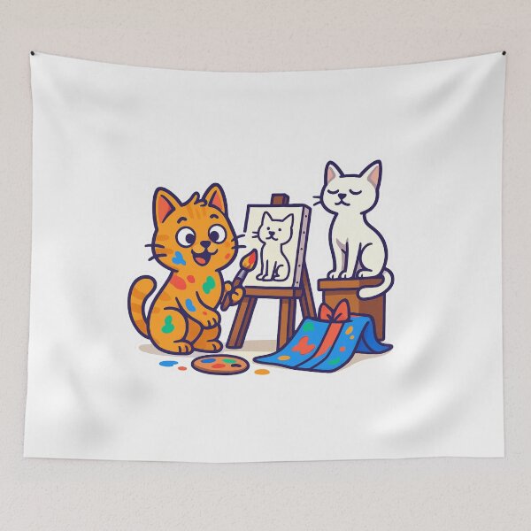 Item preview, Artist Cat – Cute Orange Kitty Painting a Portrait designed and sold by MeowLaugh.