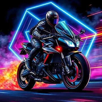 Artwork thumbnail, Neon Motorcycle Rider by Midiss