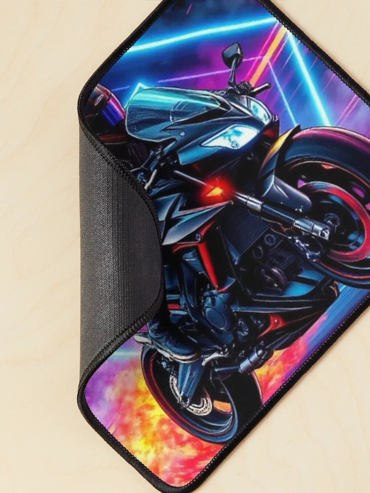 Thumbnail 2 of 5, Mouse Pad, Neon Motorcycle Rider designed and sold by Midiss.