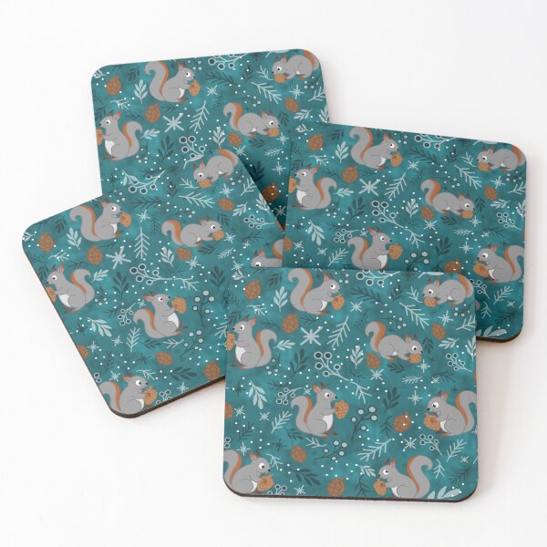 Item preview, Festive Winter Squirrels - Cozy Woodland Holiday Pattern designed and sold by DerpCat Sketches.