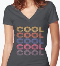 Cool Retro Typography Women's Fitted V-Neck T-Shirt