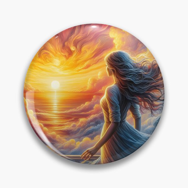 Item preview, Sunrise fantasy with a gorgeous lady watching it designed and sold by WirelessChimp.