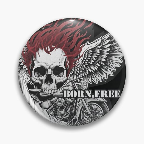 Item preview, Born Free Winged Skull Motorcycle - Vintage Black White designed and sold by Heleniya.
