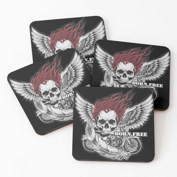 Item preview, Born Free Winged Skull Motorcycle - Vintage Black White designed and sold by Heleniya.