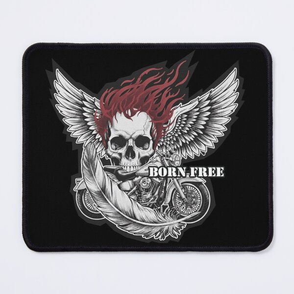 Item preview, Born Free Winged Skull Motorcycle - Vintage Black White designed and sold by Heleniya.