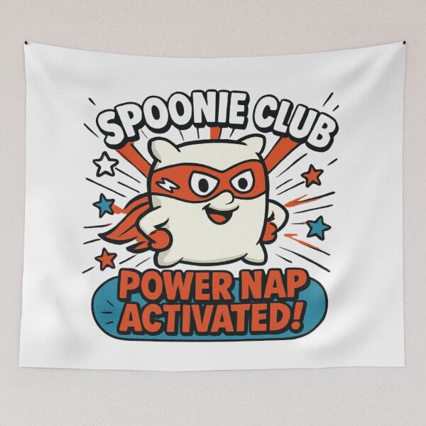 Item preview, Spoonie Club: Power Nap Activated Retro Cartoon designed and sold by FlaredSpoonie.