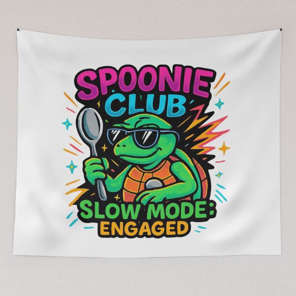 Item preview, Spoonie Club: Slow Mode Engaged Retro Turtle designed and sold by FlaredSpoonie.