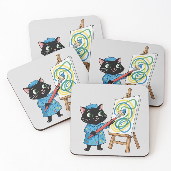 Item preview, Artist cat painting a canvas designed and sold by ZuriRetroPrints.