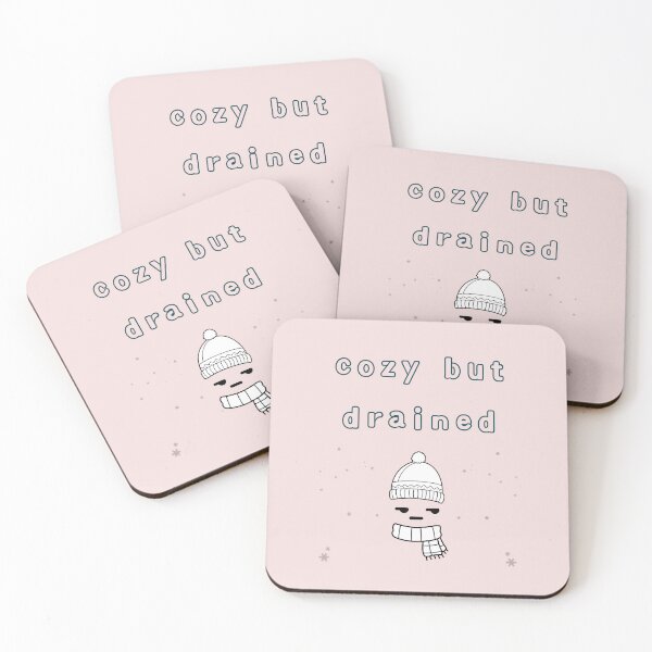 Item preview, Cozy But Drained – Low Battery Club Minimal Winter Meme Design designed and sold by mintmono-studio.